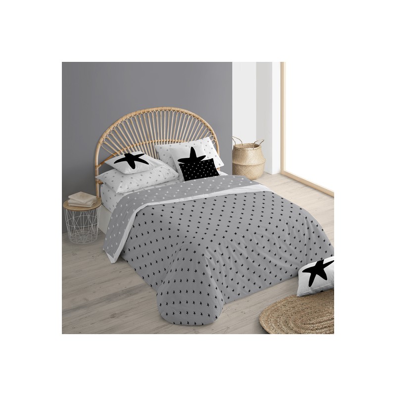 FUNDA NÓRDICA 100% ALGODÓN MODELO GALILEA GRIS PARA CAMA DE 260X240 CM.