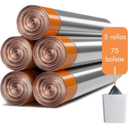 5 ROLLOS (75 BOLSAS) DE BOLSAS DE BASURA FUERTES (14L ~ 15L)