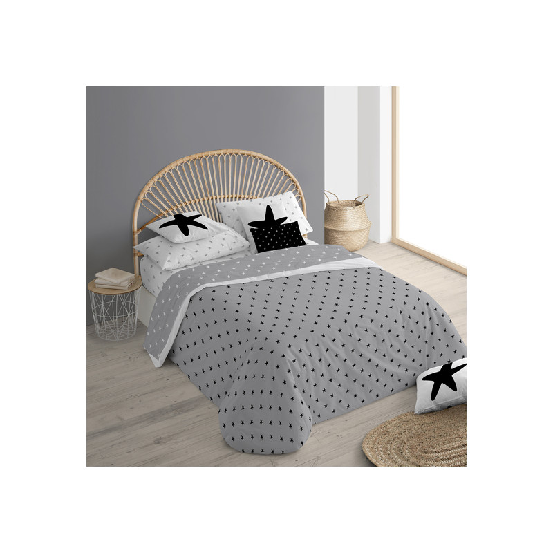 FUNDA NÓRDICA 100% ALGODÓN MODELO GALILEA GRIS PARA CAMA DE 240X220 CM.